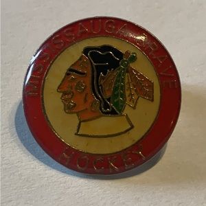 Mississauga Brave Hockey Gold Tone Metal & Red Enamel 1" Lapel Pin Pinback
